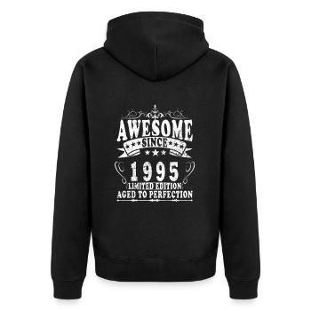 Finest Vintage 1995 Geburtsjahr 1995 Geburtstag - Unisex Premium Bio Zip Hoodie - Schwarz - Hinten - Nico (187cm)