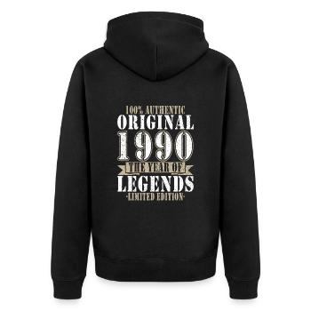 1990 Vintage 1990's Birthday born in 1990 - Unisex Premium Organic Zip Hoodie - black - Back - Nico (187cm)