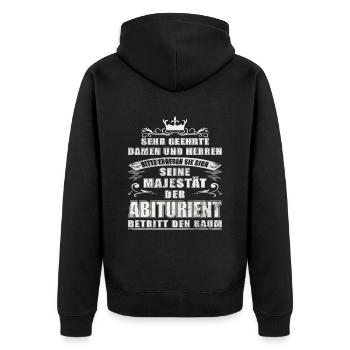 Abiturient Abitur Abschluss Schulabschluss Spruch - Unisex Premium Bio Zip Hoodie - Schwarz - Hinten - Nico (187cm)