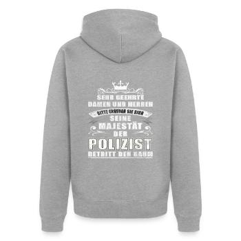 Polizei Polizist Polizisten Spruch - Unisex Premium Bio Zip Hoodie - Grau meliert - Hinten - Nico (187cm)