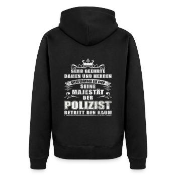 Polizei Polizist Polizisten Spruch - Unisex Premium Bio Zip Hoodie - Schwarz - Hinten - Nico (187cm)