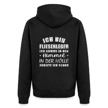 Fliesenleger Sprüche Fliesen - Unisex Premium Bio Zip Hoodie - Schwarz - Hinten - Nico (187cm)