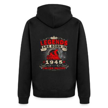 1945 Vintage Motorcycle Biker Birthday Born - Unisex Premium Organic Zip Hoodie - black - Back - Nico (187cm)