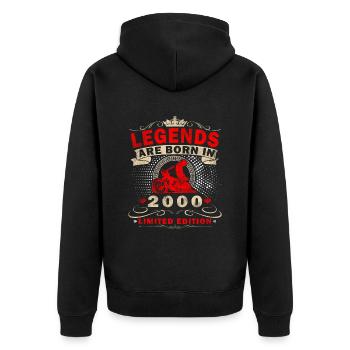 2000 Vintage Motorcycle Biker Birthday Born - Unisex Premium Organic Zip Hoodie - black - Back - Nico (187cm)