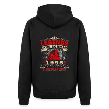 1995 Vintage Motorcycle Biker Birthday Born - Unisex Premium Organic Zip Hoodie - black - Back - Nico (187cm)