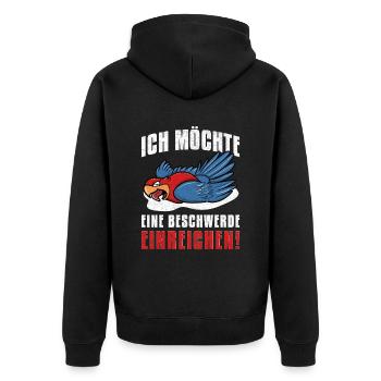 Vogel Papagei Sprüche - Unisex Premium Bio Zip Hoodie - Schwarz - Hinten - Nico (187cm)
