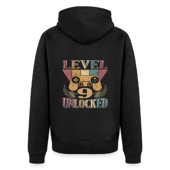 Chemise d’anniversaire de 9 ans Gamer Gamer 9. - Veste à capuche bio Premium Unisexe - noir - Dos - Nico (187cm)