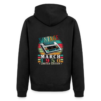 Vintage march 1950 birthday march 1950 retro 1950 - Unisex Premium Organic Zip Hoodie - black - Back - Nico (187cm)