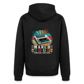 20th Birthday March 2005 Born 20 Years - Unisex Premium Organic Zip Hoodie - black - Back - Nico (187cm)
