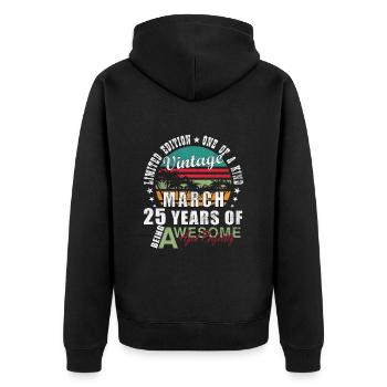 25. Geburtstag 25 Jahre alt Legendär seit März - Unisex Premium Bio Zip Hoodie - Schwarz - Hinten - Nico (187cm)