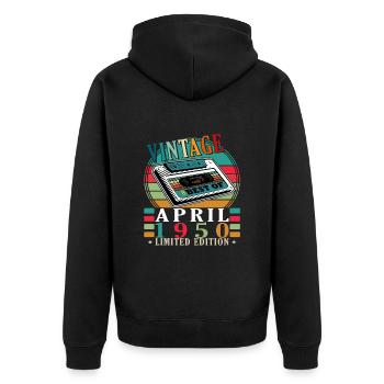 April 1950 Birthday April 1950 April 1950 - Unisex Premium Organic Zip Hoodie - black - Back - Nico (187cm)