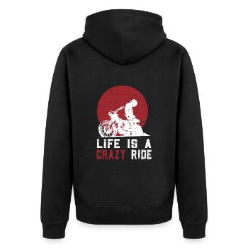 Motorcycle Life Ride Biker Saying - Unisex Premium Organic Zip Hoodie - black - Back - Nico (187cm)