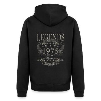 Né en mai 1975 Mai 1975 Né en mai 1975 - Veste à capuche bio Premium Unisexe - noir - Dos - Nico (187cm)