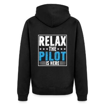 Détendez-vous le pilote est ici - Veste à capuche bio Premium Unisexe - noir - Dos - Nico (187cm)