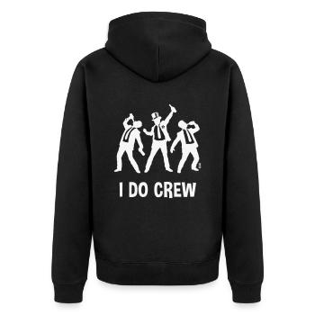 I Do Crew (JGA / Junggesellenabschied / Bier / W) - Unisex Premium Bio Zip Hoodie - Schwarz - Hinten - Nico (187cm)