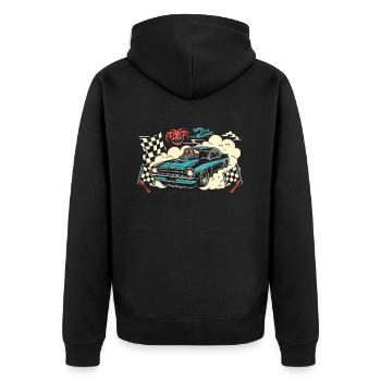 Course de voitures de dragsters - Cadeau pour les fans de sport automobile ! - Veste à capuche bio Premium Unisexe - noir - Dos - Nico (187cm)