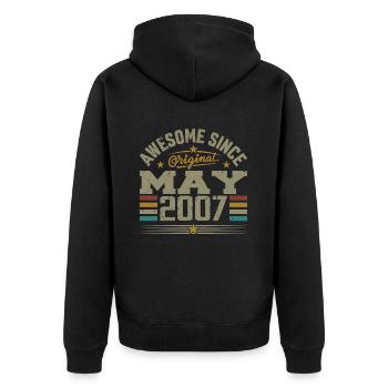 Jahrgang Mai 2007 Mai 2007 Jahrgang Mai 2007 Original - Unisex Premium Bio Zip Hoodie - Schwarz - Hinten - Nico (187cm)