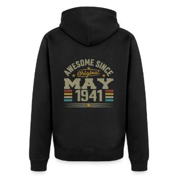Vintage May 1941 May 1941 Born in May 1941 Original - Unisex Premium Organic Zip Hoodie - black - Back - Nico (187cm)