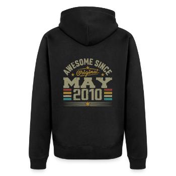 Vintage May 2010 May 2010 Born in May 2010 Original - Unisex Premium Organic Zip Hoodie - black - Back - Nico (187cm)