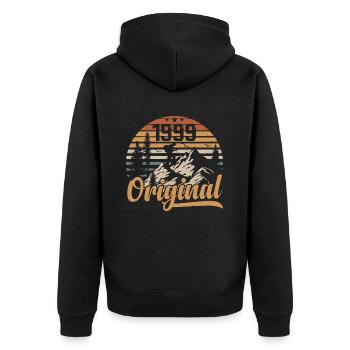 Original 1999 Retro 1999 Jahrgang 1999 Jubiläum - Unisex Premium Bio Zip Hoodie - Schwarz - Hinten - Nico (187cm)