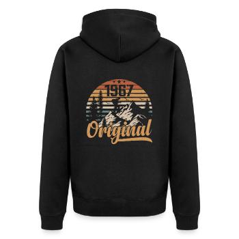Original 1967 Retro 1967 Vintage 1967 Anniversary - Unisex Premium Organic Zip Hoodie - black - Back - Nico (187cm)