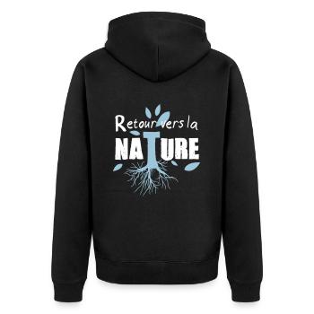 Retour vers la nature, autonomie et écologie - Veste à capuche bio Premium Unisexe - noir - Dos - Nico (187cm)