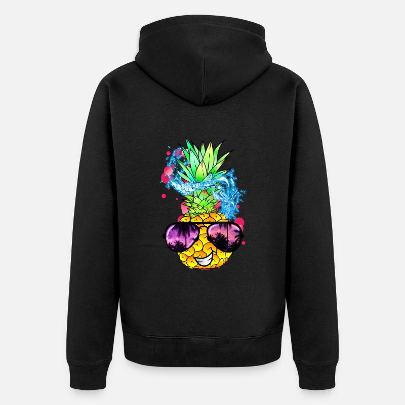 fruit d’ananas acidulé avec visage - Veste à capuche bio Premium Unisexe - noir