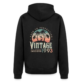 1993 Anniversaire vintage Cadeau 1993 - Veste à capuche bio Premium Unisexe - noir - Dos - Nico (187cm)