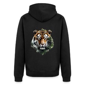Tiger - Unisex Premium Bio Zip Hoodie - Schwarz - Hinten - Nico (187cm)