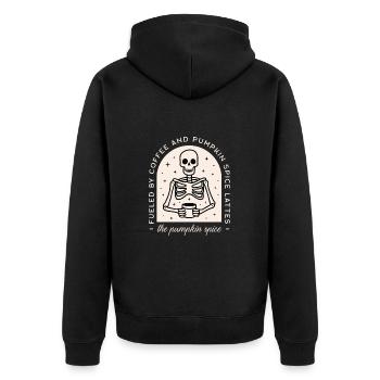 Pumpkin spice latte humour café Halloween - Veste à capuche bio Premium Unisexe - noir - Dos - Nico (187cm)