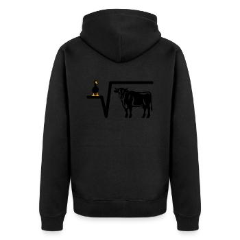 Ente Wurzel aus Kuh - Mathe Geschenk - Unisex Premium Bio Zip Hoodie - Schwarz - Hinten - Nico (187cm)