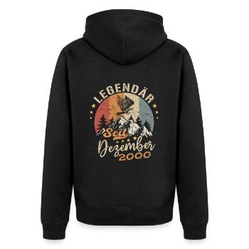 Legendär seit Dezember 2000 limitierte Auflage - Unisex Premium Bio Zip Hoodie - Schwarz - Hinten - Nico (187cm)