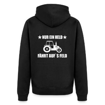 Traktor - Unisex Premium Bio Zip Hoodie - Schwarz - Hinten - Nico (187cm)