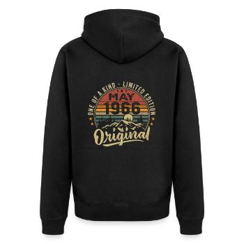 May 1966 Vintage May 1966 Birthday Gift - Unisex Premium Organic Zip Hoodie - black - Back - Nico (187cm)