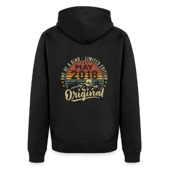 May 2018 Vintage Birthday Gift May 2018 - Unisex Premium Organic Zip Hoodie - black - Back - Nico (187cm)