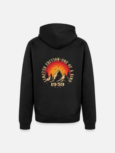 Vintage 1959 Retro 1959 Anniversary Gift 1959 - Unisex Premium Organic Zip Hoodie - black