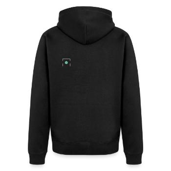 The focal point - Unisex Premium Organic Zip Hoodie - black - Back - Nico (187cm)