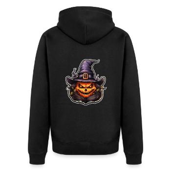 Pumpkin with witch hat Halloween - Unisex Premium Organic Zip Hoodie - black - Back - Nico (187cm)