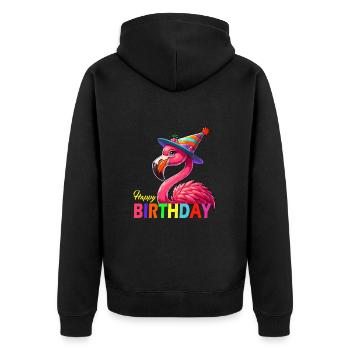 Geburtstag Flamingo Geschenk Party Spaß lustig - Unisex Premium Bio Zip Hoodie - Schwarz - Hinten - Nico (187cm)