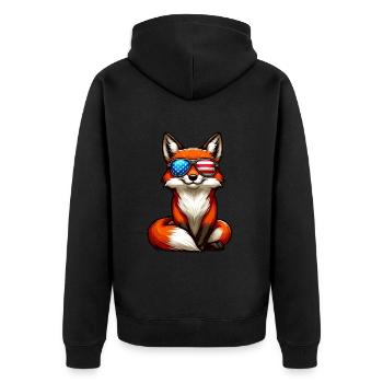 Fox America Jour de l’Indépendance Stars and Stripes - Veste à capuche bio Premium Unisexe - noir - Dos - Nico (187cm)