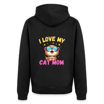 Katzen Mama Katze Mutter Muttertag niedlich Miau - Unisex Premium Bio Zip Hoodie - Schwarz - Hinten - Nico (187cm)