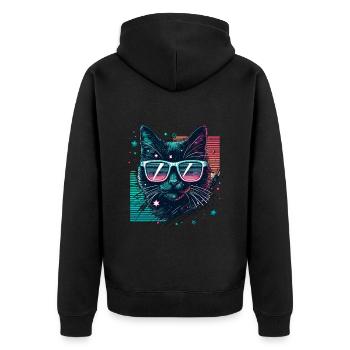 des années 80 chat néon lunettes de soleil Cool chat maman - Veste à capuche bio Premium Unisexe - noir - Dos - Nico (187cm)