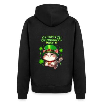 Chat de la Saint-Patrick Shamrock Lucky Kitten Fun - Veste à capuche bio Premium Unisexe - noir - Dos - Nico (187cm)