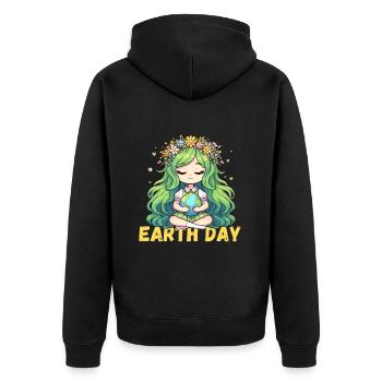 Happy Earth Day Mother Earth Environment Nature Globe - Unisex Premium Organic Zip Hoodie - black - Back - Nico (187cm)