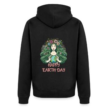 Mother Earth Happy Earth Day Nature Environment Flowers - Unisex Premium Organic Zip Hoodie - black - Back - Nico (187cm)