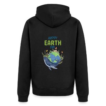 Happy Earth Day whale sea ocean earth nature valuable - Unisex Premium Organic Zip Hoodie - black - Back - Nico (187cm)