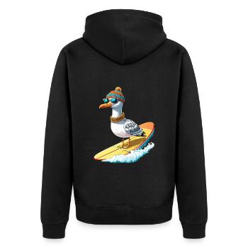 Hambourg Mouette Surf Surfeur Côte Vague Mer Drôle - Veste à capuche bio Premium Unisexe - noir - Dos - Nico (187cm)
