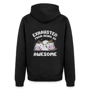 Épuisé d’être si génial - Veste à capuche bio Premium Unisexe - noir - Dos - Nico (187cm)
