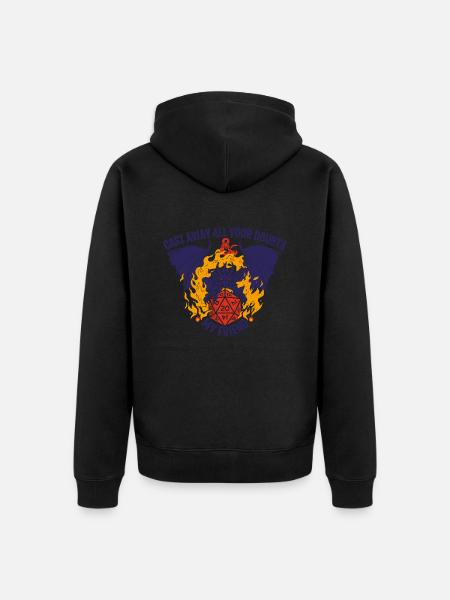 Dungeons And Dragons Hellfire Dragon D20 terninger - Premium økologisk unisex-hættejakke - sort