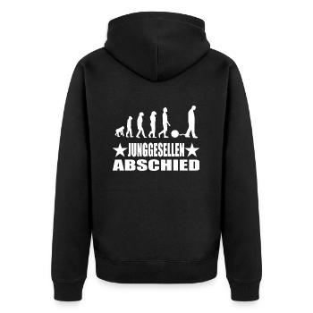 Junggesellenabschied - Unisex Premium Bio Zip Hoodie - Schwarz - Hinten - Nico (187cm)